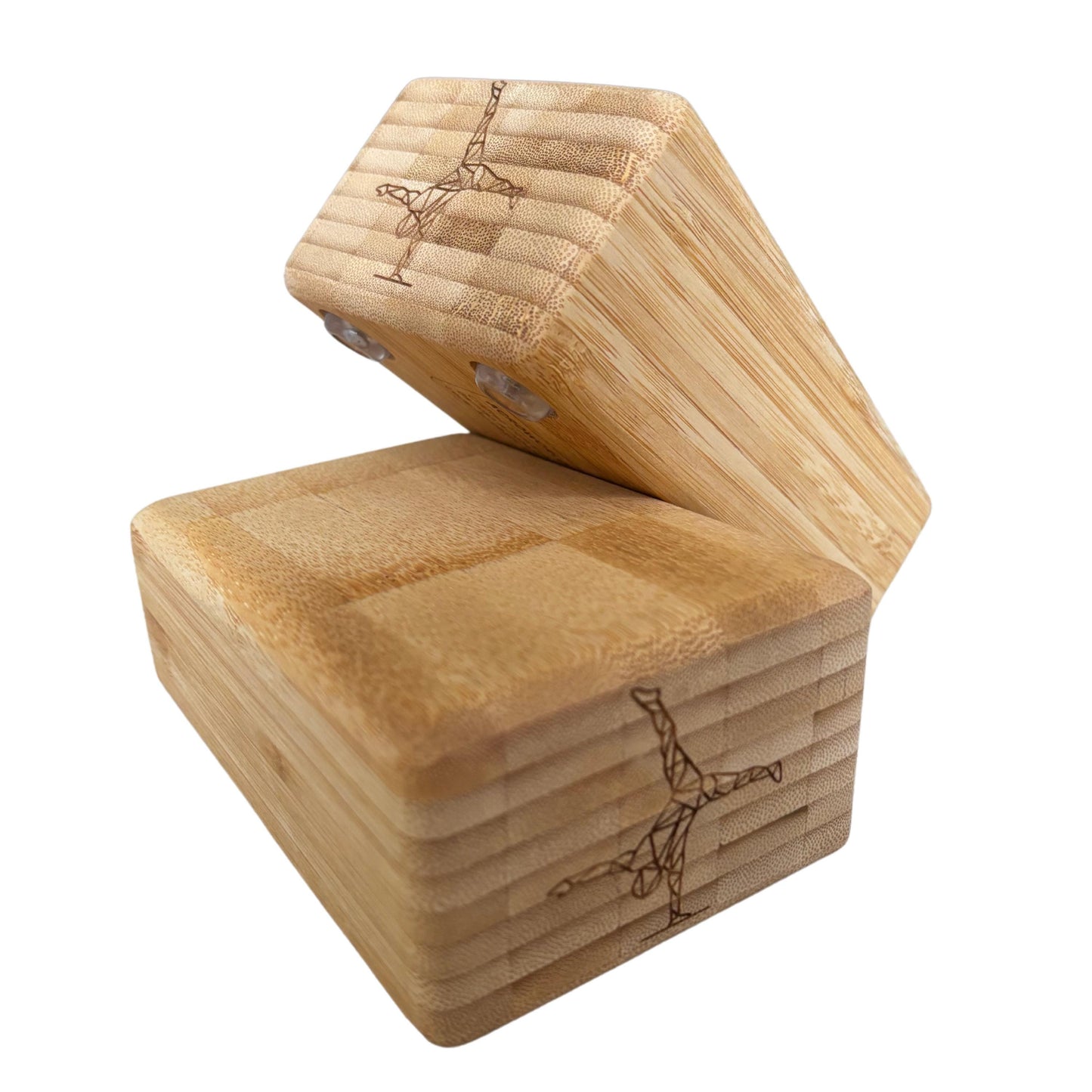 Anti-Slip Handstand Blocks from Bamboo, 6 Degree Angle with fixed Silicon Pad for Acroyoga, Acrobatics and Hand-balancing. (2 pieces)