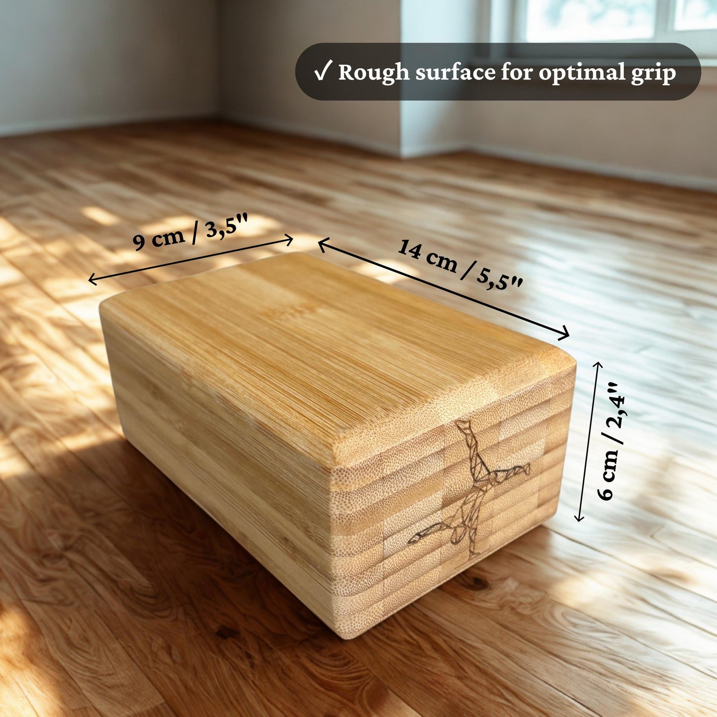 Anti-Slip Handstand Blocks from Bamboo with fixated Silicon Pad for Calisthenics, Yoga, Acroyoga, Acrobatics and Hand-balancing. (2 pieces)