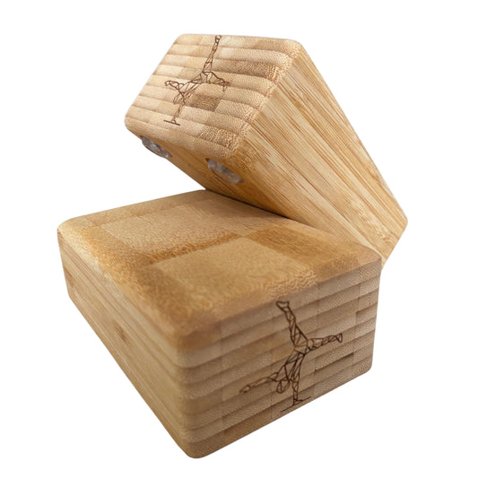 Anti-Slip Handstand Blocks from Bamboo, 6 Degree Angle with fixed Silicon Pad for Acroyoga, Acrobatics and Hand-balancing. (2 pieces)